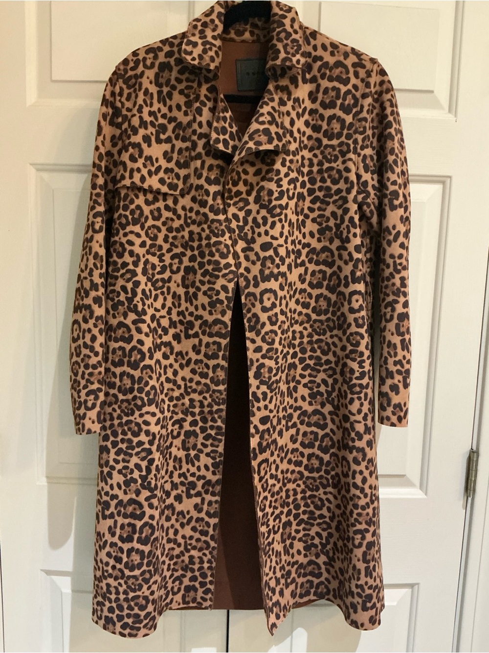 Blank NYC Leopard Print Trench Coat in Brown and Black